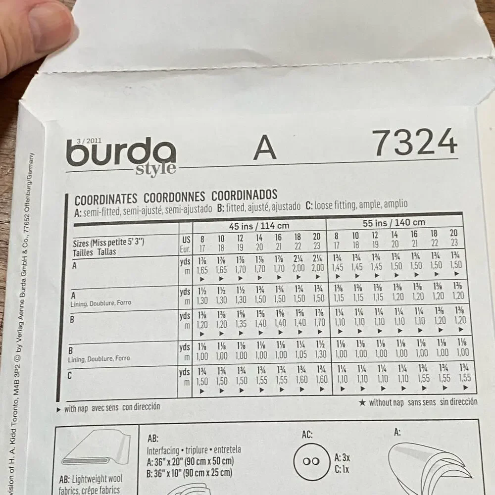 Burda sewing pattern #7321 coordinates jacket top skirt UNCUT size US 8-20